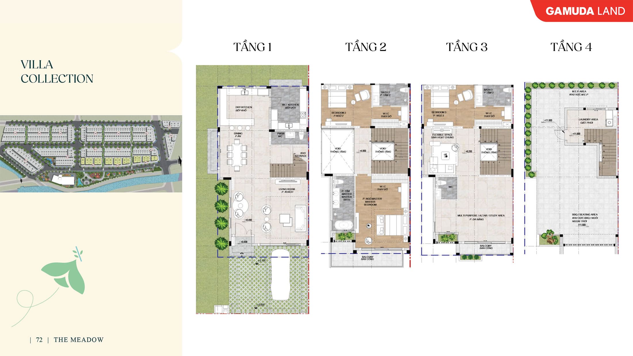 Layout thiết kế biệt thự Meadow điển hình