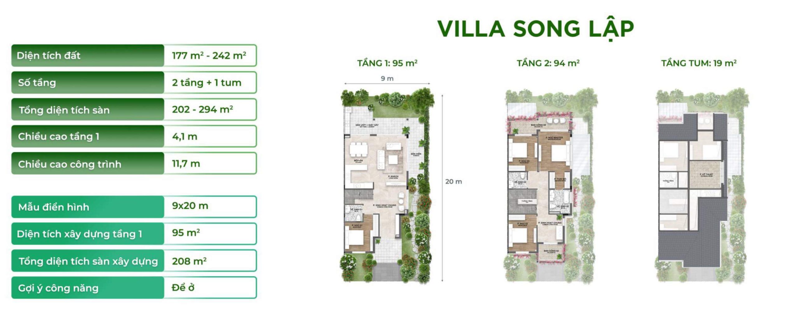 layout villa song lập