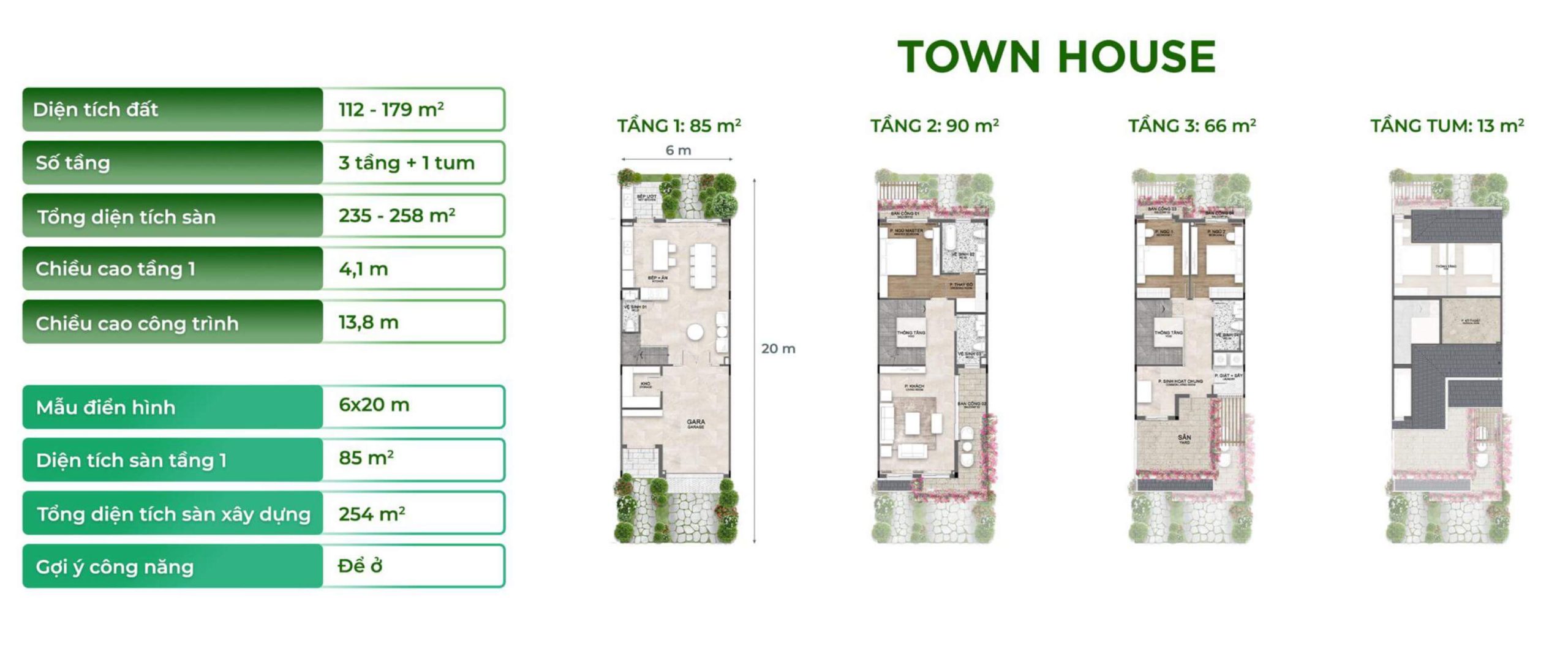 layout thiết kế nhà phố townhouse